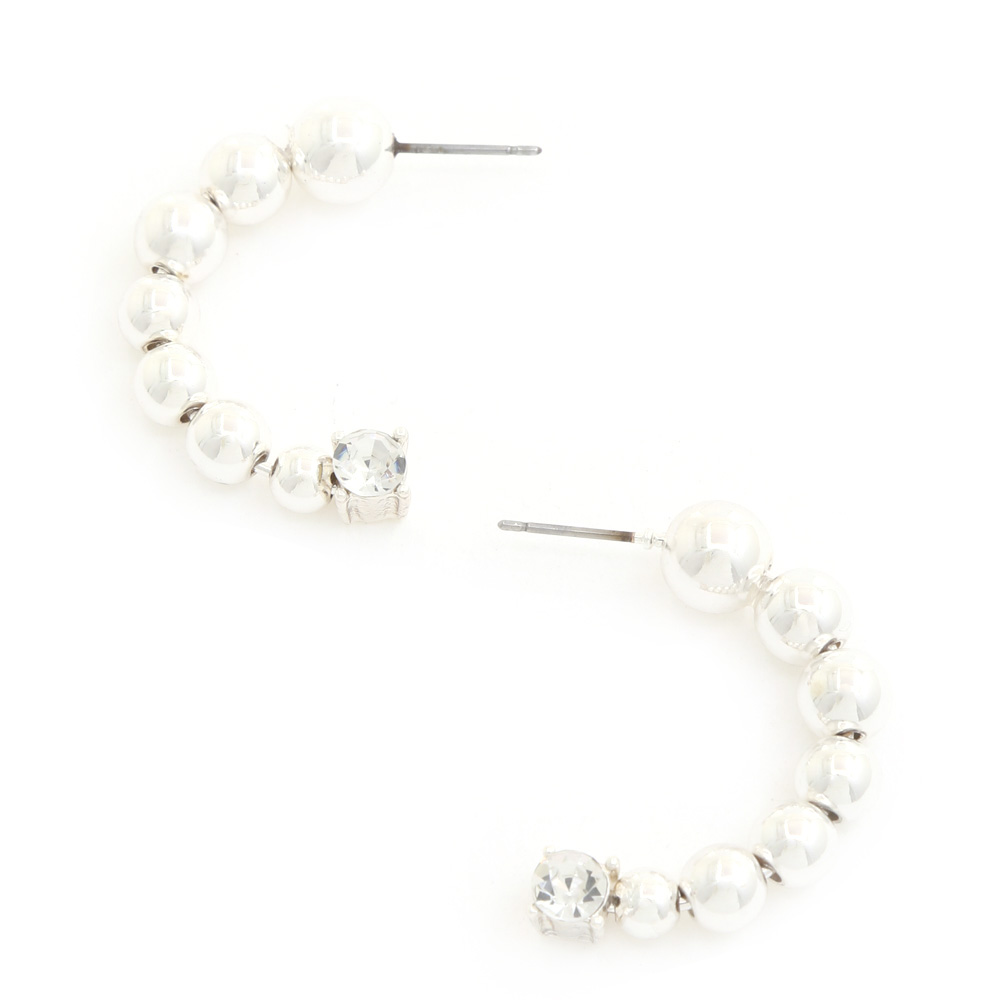 BEADED OPEN CIRCLE EARRING