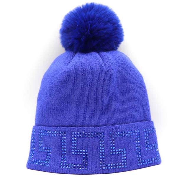 MAZE RHINESTONE POM POM BEANIES