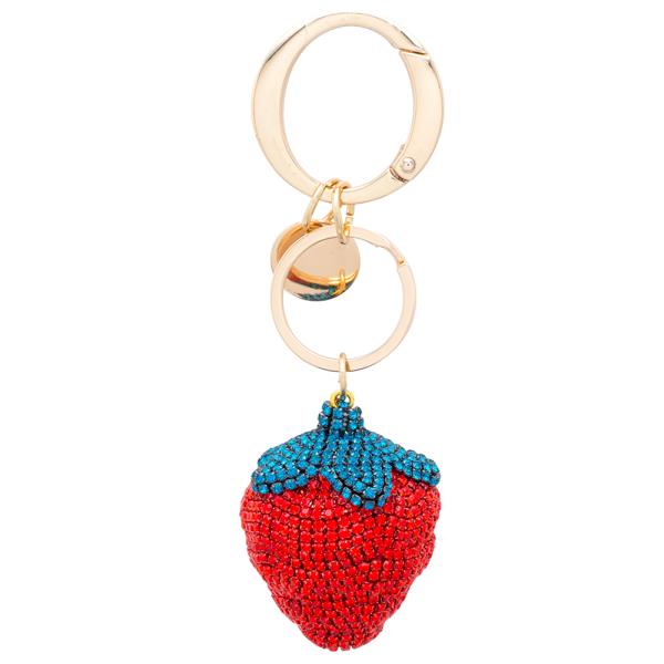 RHINESTONE STRAWBERRY KEYCHAIN