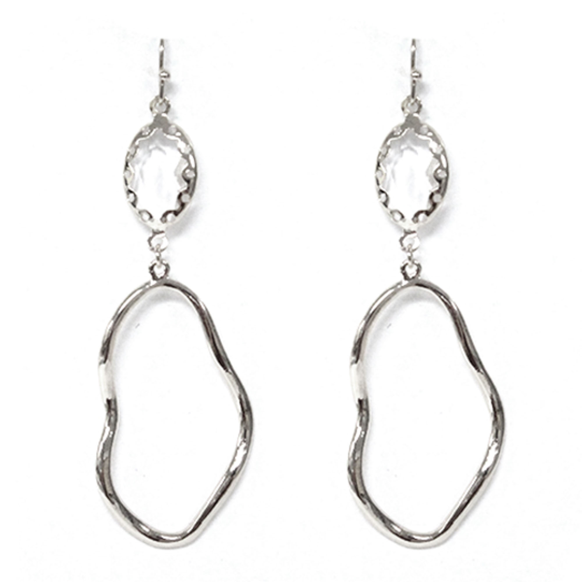 STONE OVAL METAL DANGLE EARRING