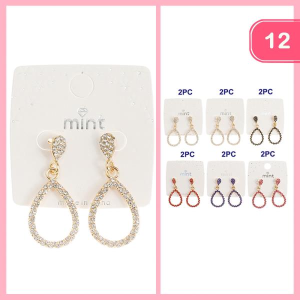 FASHION RHINESTONE DANGLE EARRING (12 UNITS)