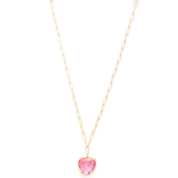 HEART CRYSTAL OVAL LINK NECKLACE