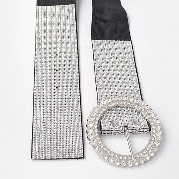 RHINESTONE BUCKLE ELASTIC BELT