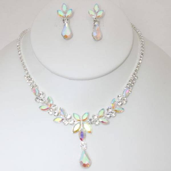 CRYSTAL STONE NECKLACE EARRING SET