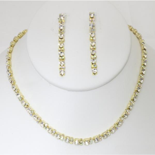 RHINESTONE NECKLACE EARRING SET