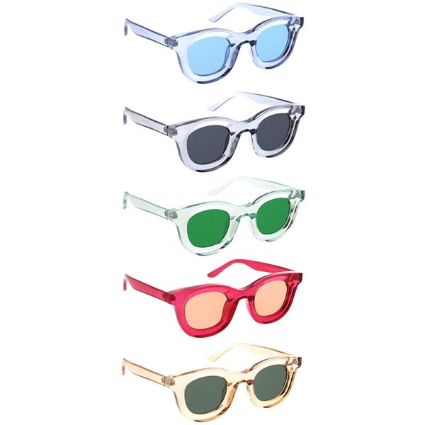 FASHION ROUNDED SQUARE INSET CRYSTAL COLOR SUNGLASSES 1DZ