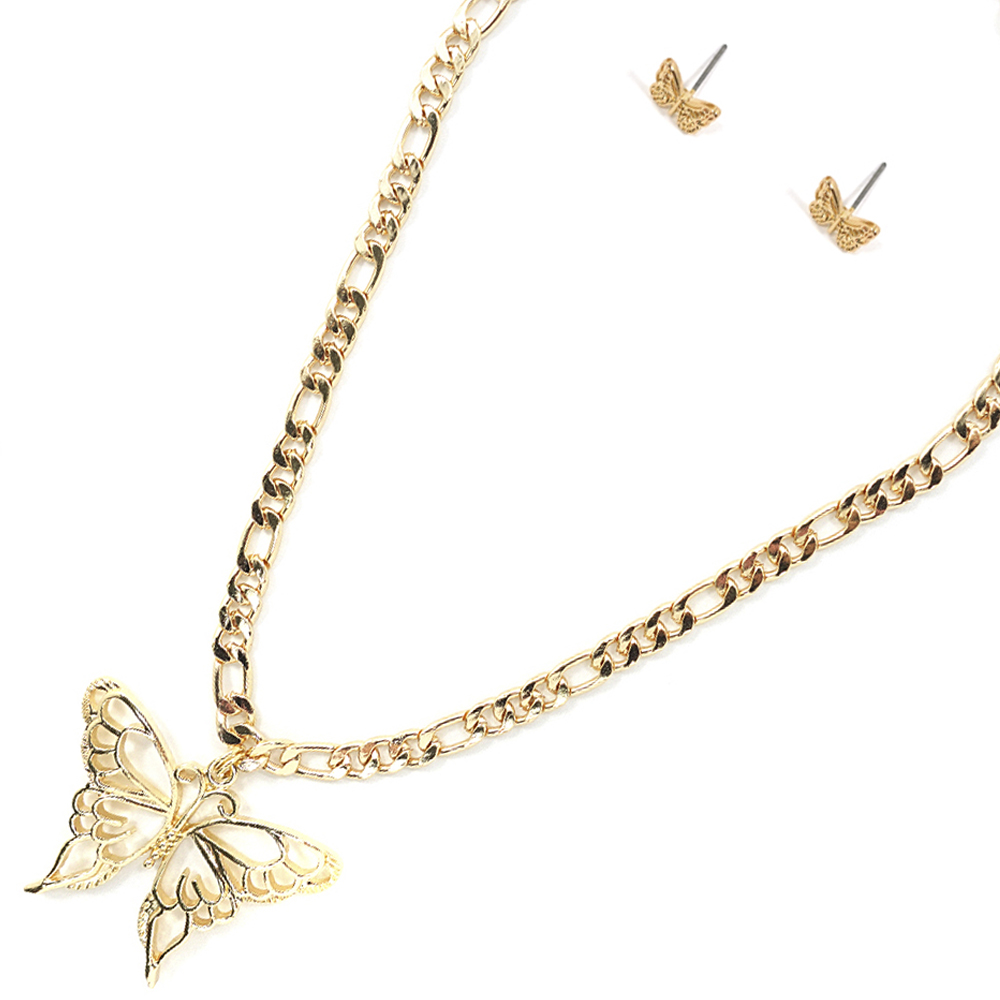 METAL CHAIN W BUTTERFLY PENDANT NECKLACE