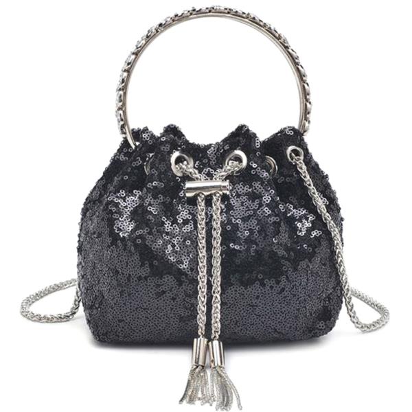 FASHION SEQUIN ALL OVER DRAWSTRING HANDLE CROSSBODY BAG