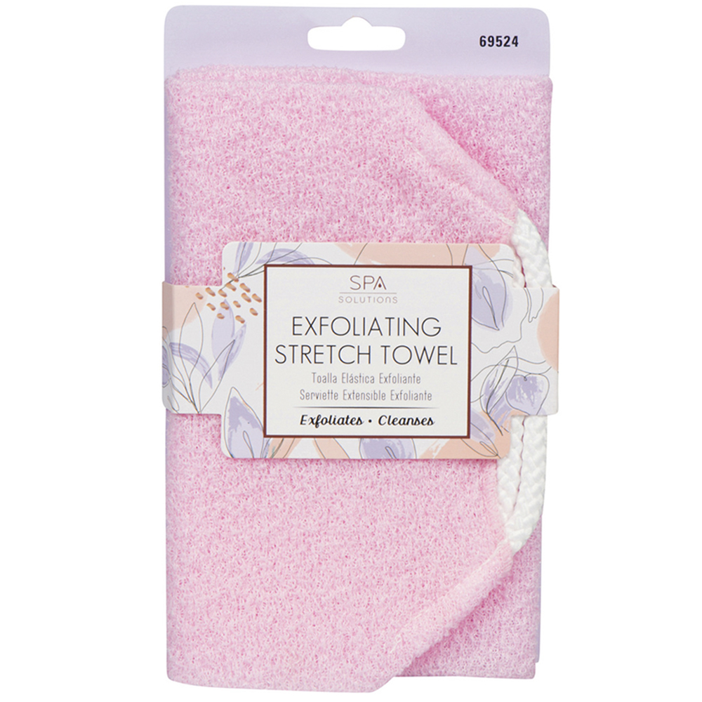 SPA SOLUTIONS EXFOLIATING STRETCH TOWEL PINK