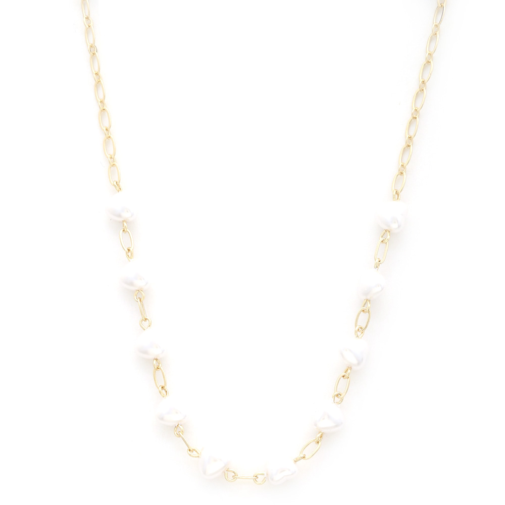 HEART PEARL BEAD NECKLACE