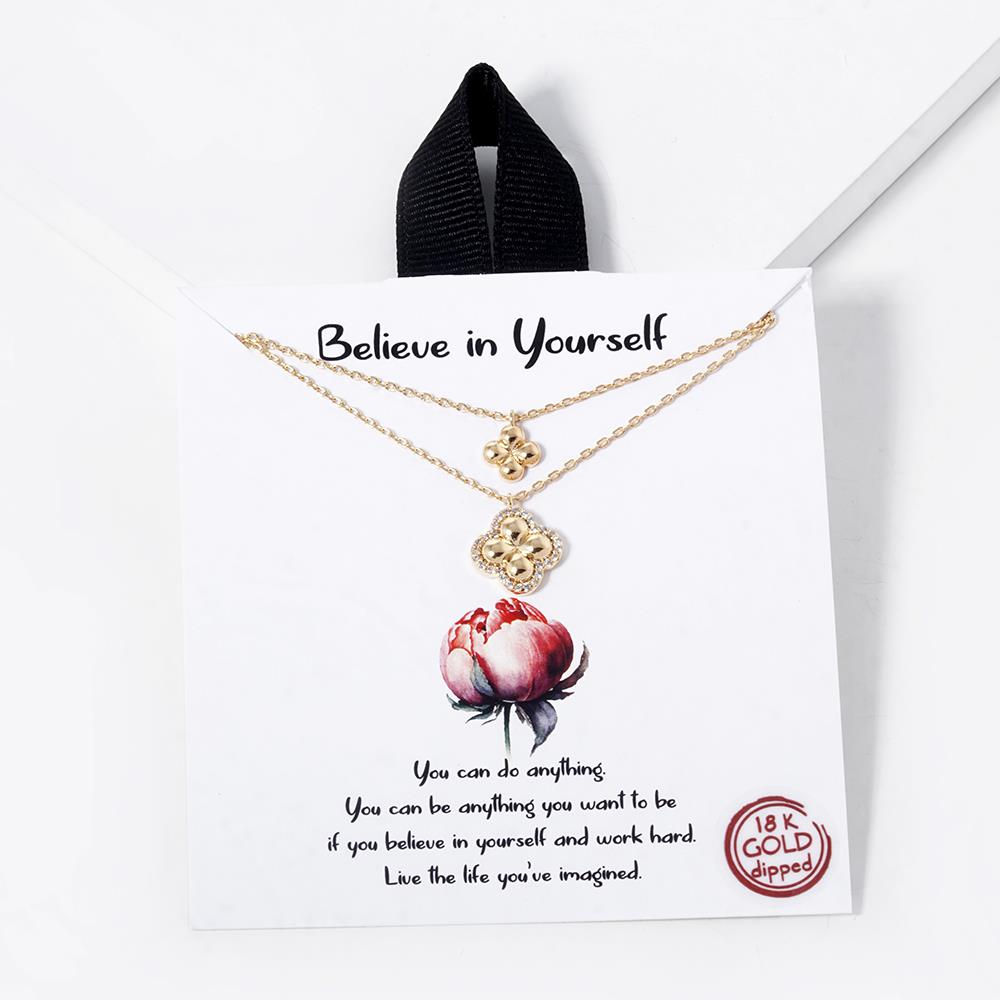18K GOLD RHODIUM DIPPED BELIEVE IN YOURSELF NECKLACE
