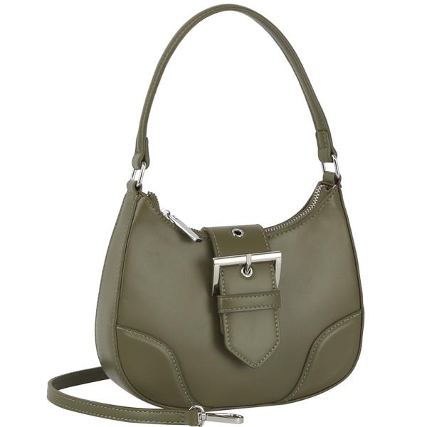 FASHION BUCKLE CURVE HANDLE SHOULDER BAG