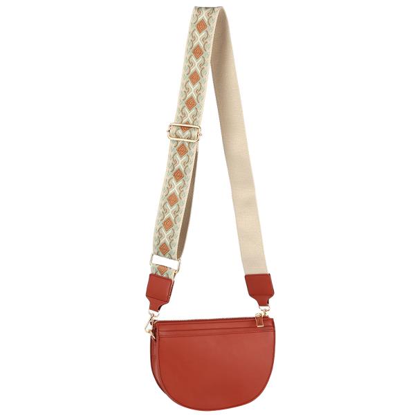 SMOOTH ZIPPER ROUNDED W GUITAR STRAP SHOULDER CROSSBODY BAG