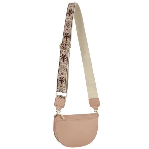 SMOOTH ZIPPER ROUNDED W GUITAR STRAP SHOULDER CROSSBODY BAG