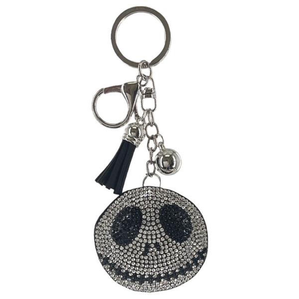 RHINESTONE SKULL KEYCHAIN WITH TASSEL