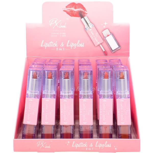 PX LOOK COSMETICS 2IN1 LIPSTICK AND LIPGLOSS (24 UNITS)
