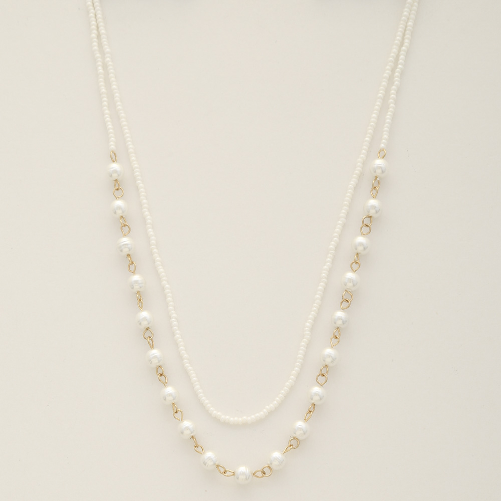 PEARL SEED BEAD LAYERED NECKLACE