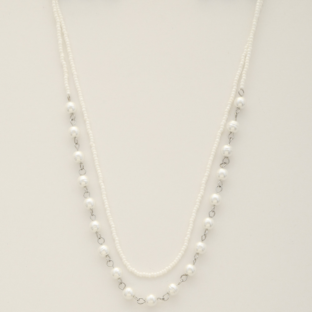 PEARL SEED BEAD LAYERED NECKLACE