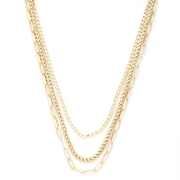 3 LAYERED METAL CHAIN NECKLAC