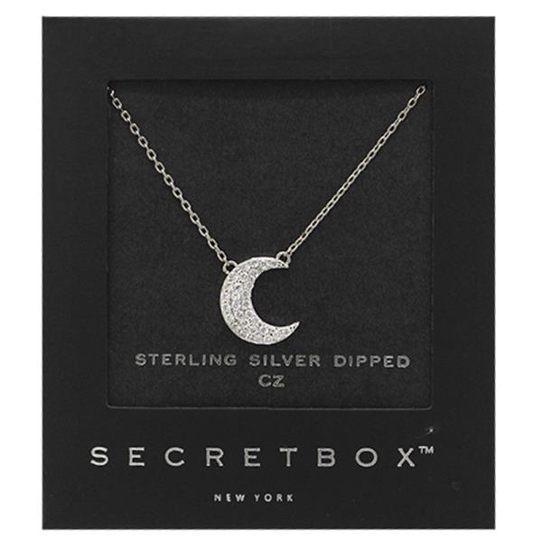 SELECT BOX 14K GOLD DIPPED CZ MOON PENDANT NECKLACE