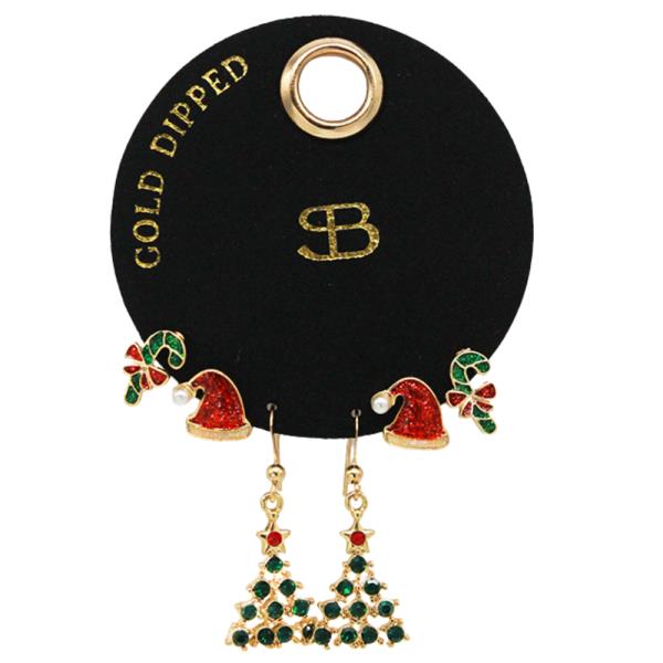 14K GOLD DIPPED CHRISTMAS MULTIPACK EARRING