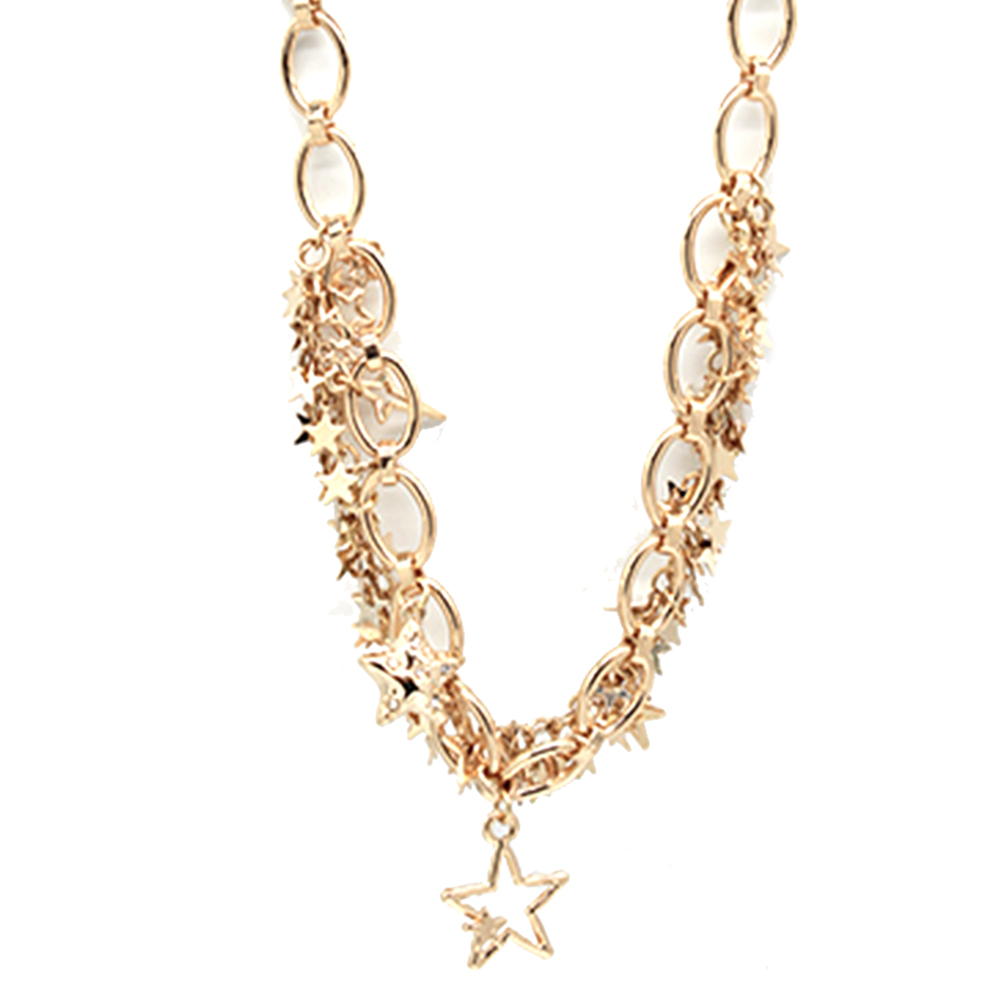 STAR CHARM OVAL LINK METAL NECKLACE