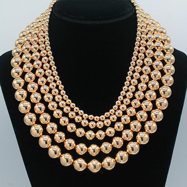 5 STRAND BALL LINK LAYERED NECKLACE