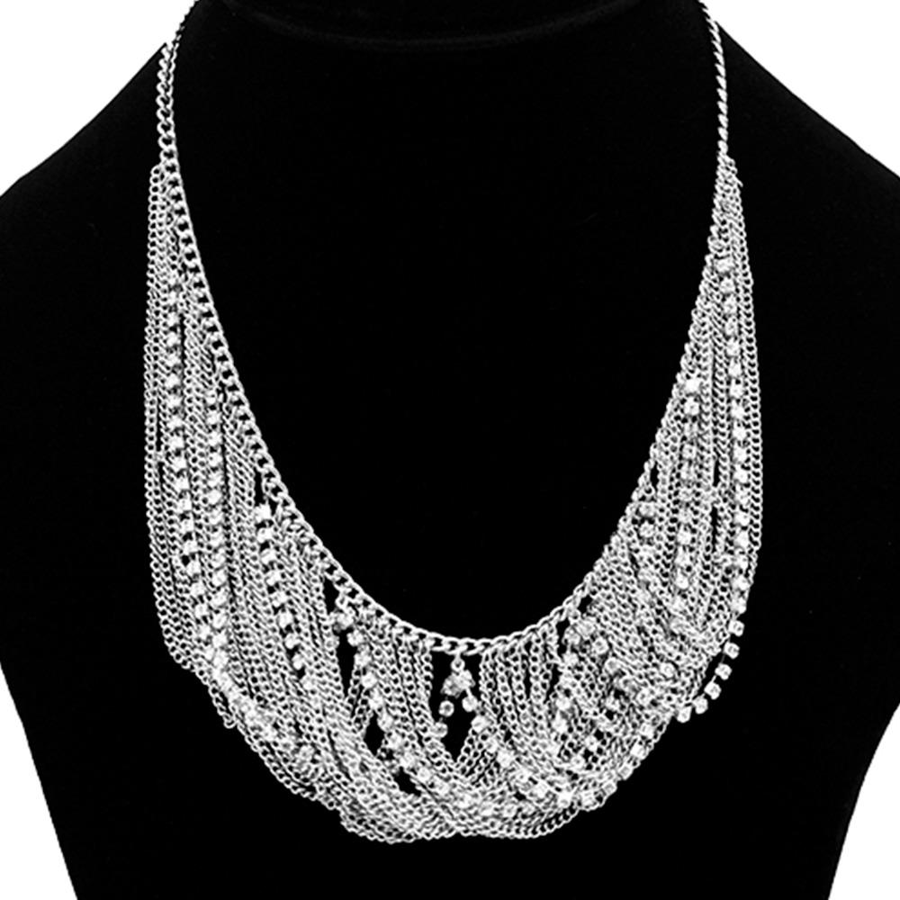 RHINESTONE MULTI CHAIN LAYERE NECKLACE