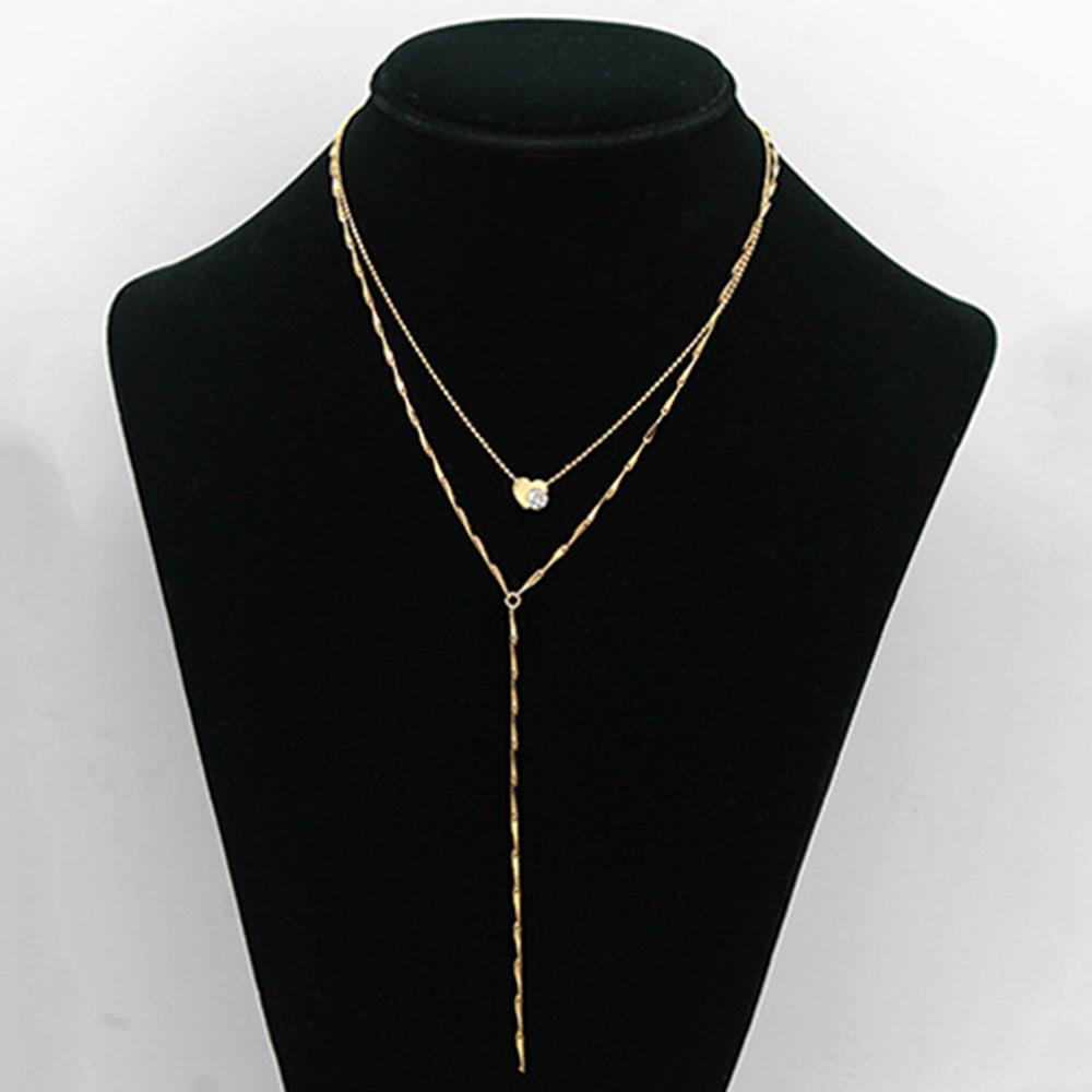 DAINTY CHAIN LAYERED HEART PENDANT NECKLACE