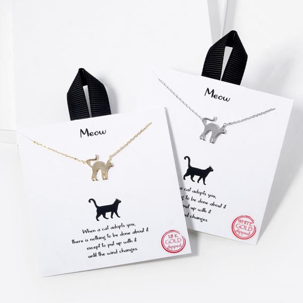 18K GOLD RHODIUM DIPPED MEOW NECKLACE
