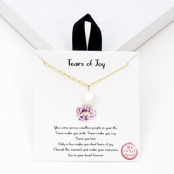 18K GOLD RHODIUM DIPPED TEARS OF JOY NECKLACE