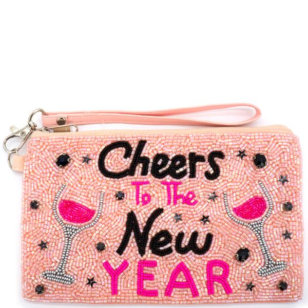 CHEERS TO THE NEW YEAR SEED BEAD BAG