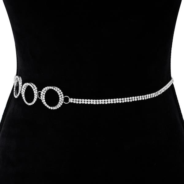 CIRCLES RHINESTONE CHAIN LINK HOOK BELT