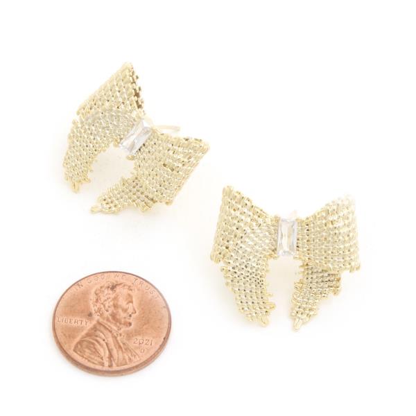 SODAJO BOW CZ GOLD DIPPED EARRING