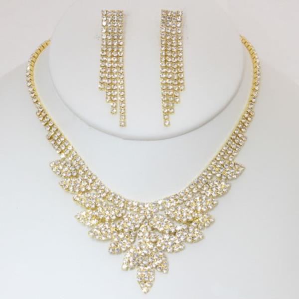 CRYSTAL RHINESTONE NECKLACE EARRING SET