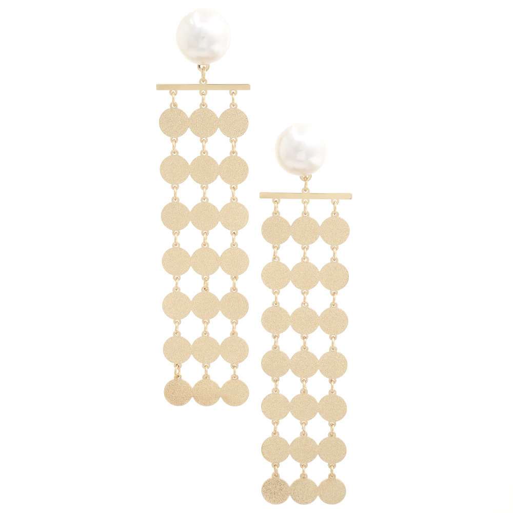 PEARL COIN LINK DANGLE EARRING