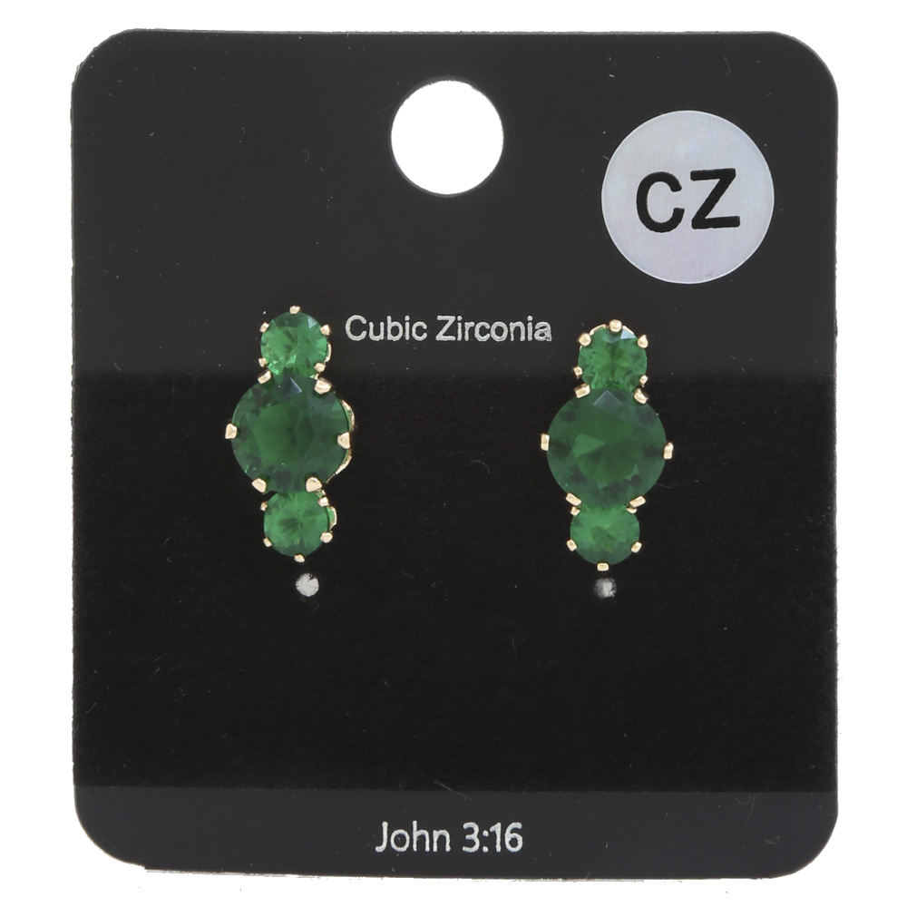 CZ ROUND POST EARRING