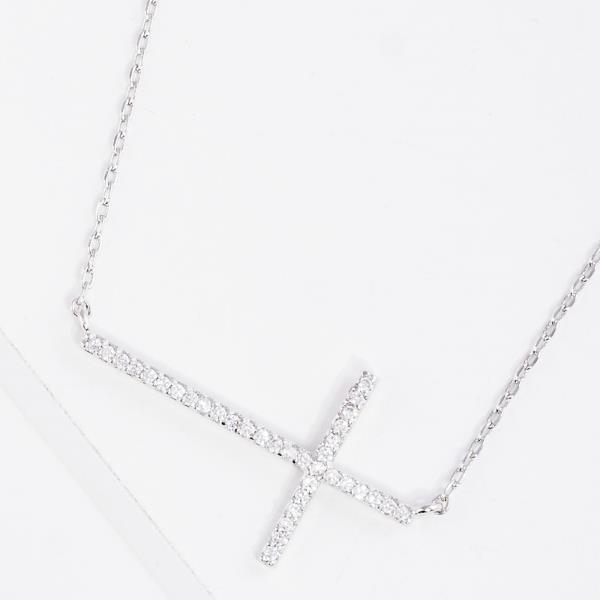 CUBIC ZIRCONIA GOLD DIPPED CROSS NECKLACE