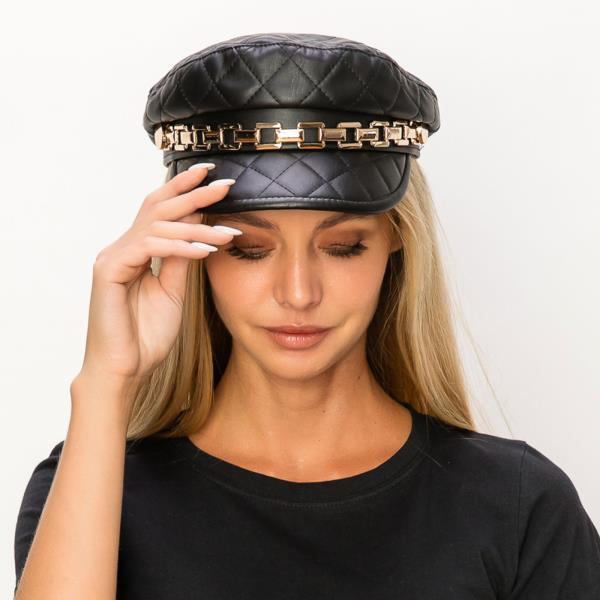 FASHION BAKERBOY HAT WITH CHAIN