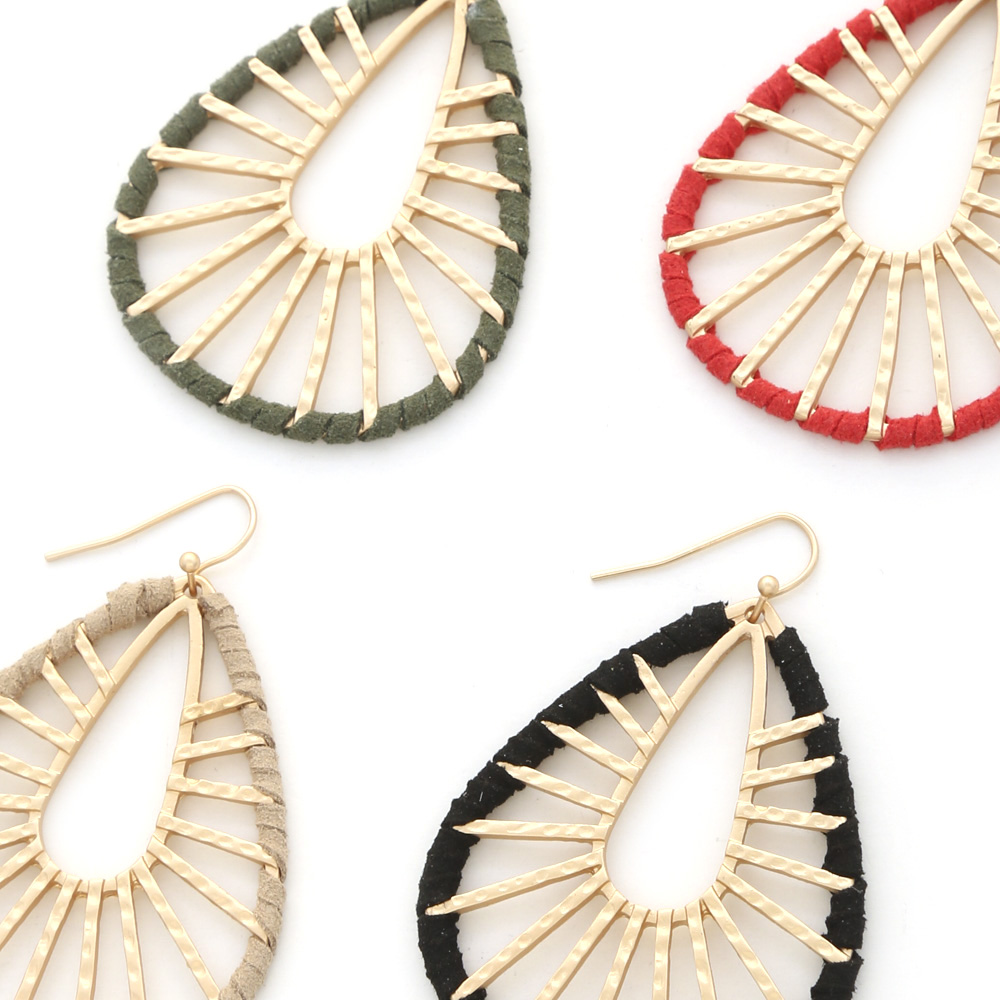 TEARDROP SUEDE WRAPPED EARRING