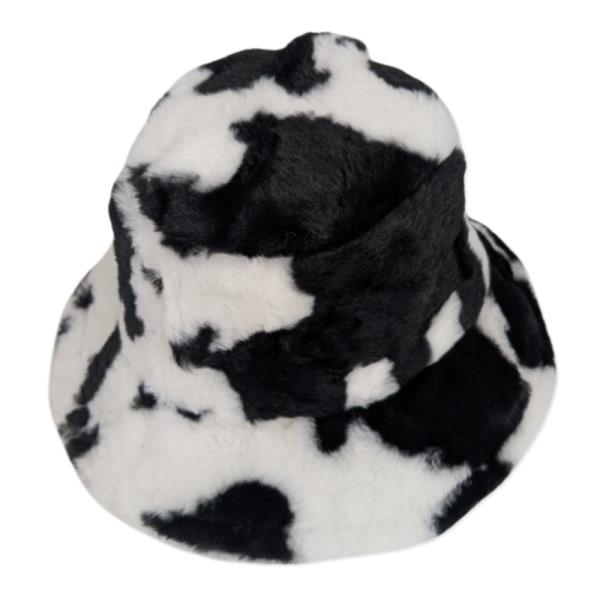 COW FAUX FUR BUCKET HAT