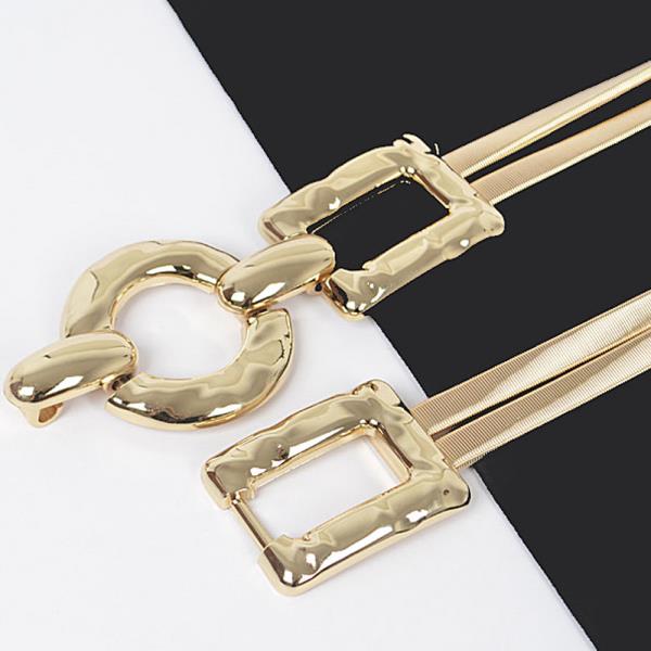 HAMMERED METAL BUCKLE PLUS SIZE STRETCH BELT