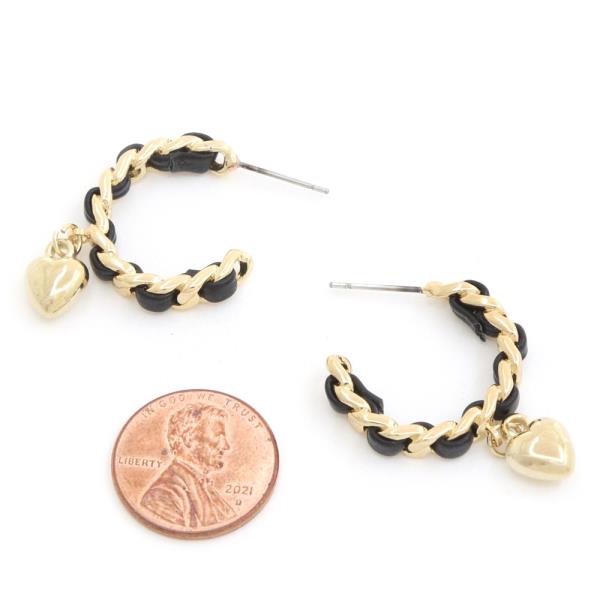 PUFFY HEART CURB LINK OPEN CIRCLE EARRING