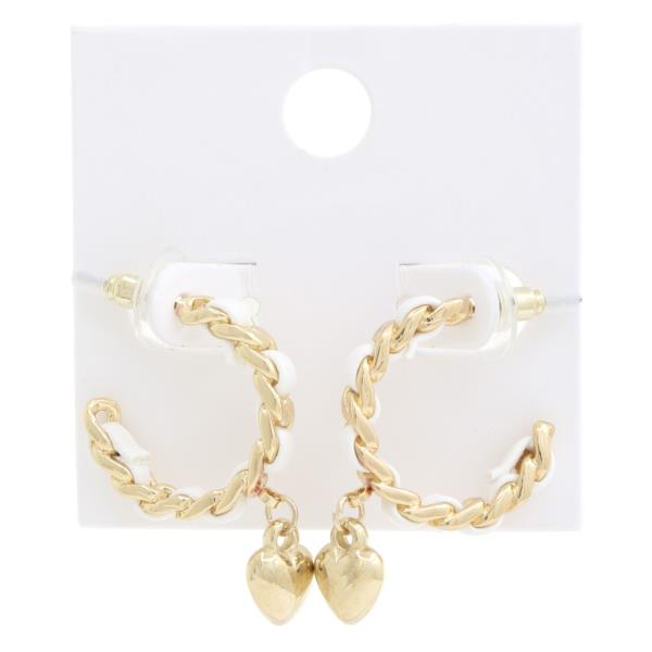 PUFFY HEART CURB LINK OPEN CIRCLE EARRING