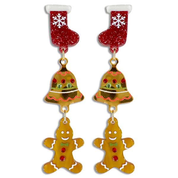 ACETATE CHRISTMAS THEME TIERED POST EARRING