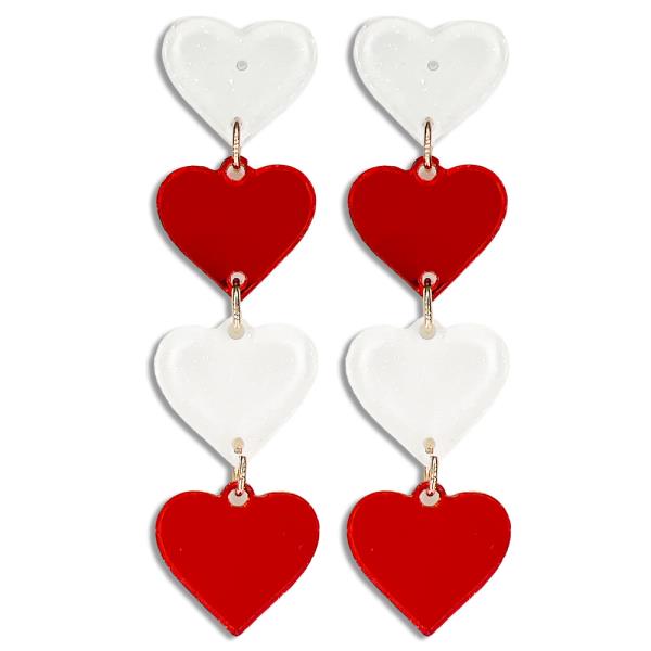 ACETATE VALENTINE DAY HEART DROP POST EARRING