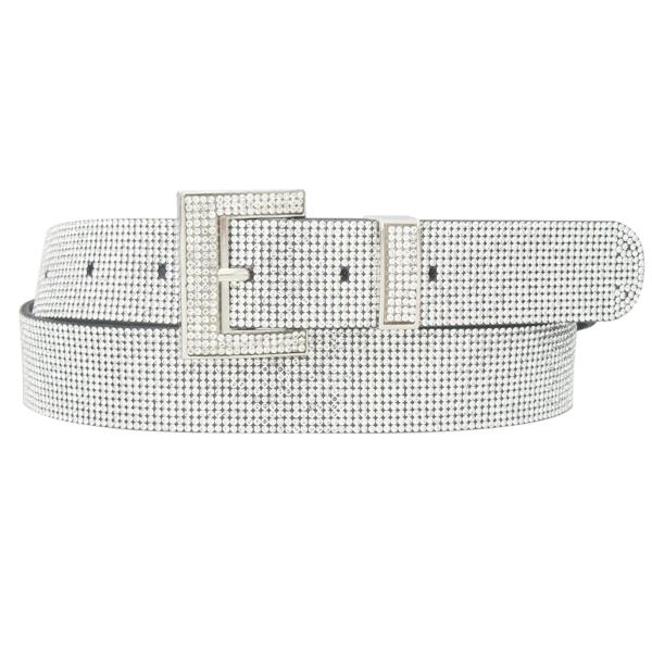 PLUS RHINESTONE INSET SQUARE BUCKLE RS STRAP BELT