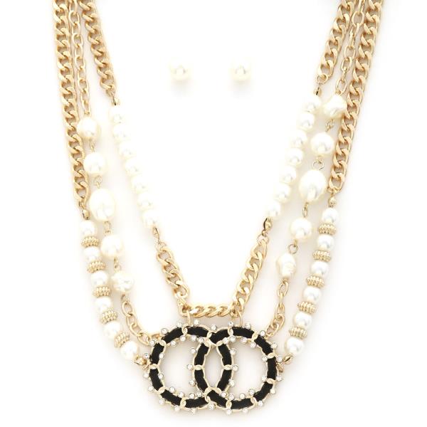 DOUBLE CIRCLE BEADED LAYERED NECKLACE