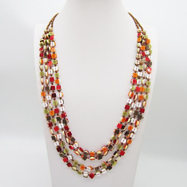 MULTI LAYERED BEAD LONG NECKLACE