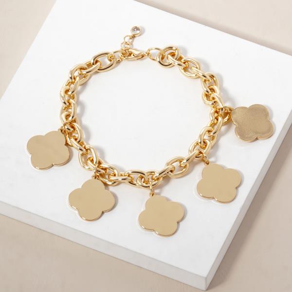 GOLD DIPPED FLOWER CHARM NECKLACE